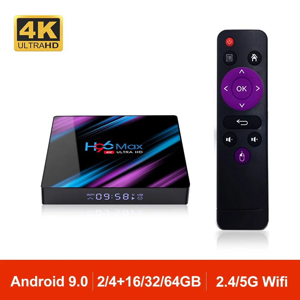 H96MAX Android 9,0 ТВ приставка RK3318 четырехъядерный 64 бит 2,4G/5,8G Wifi BT 4,0 4K HD медиа приставка Google Netflix VS X96 H96 MAX