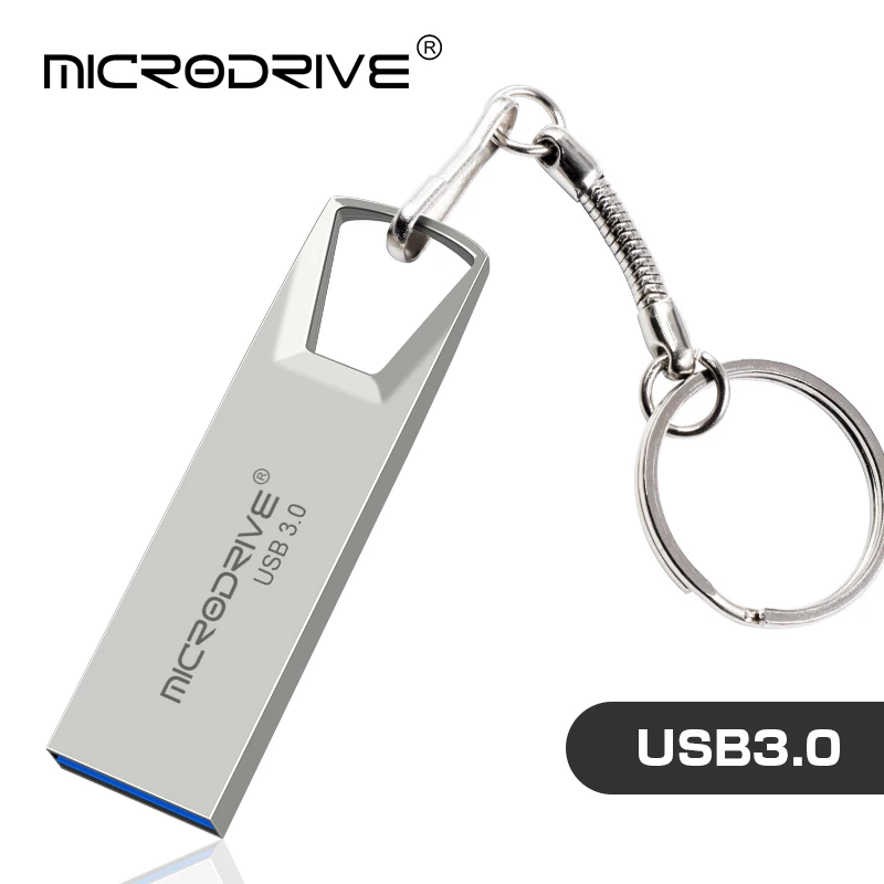 Серебристый Metal High Speed 16GB 32GB 64GB Usb 3.0 Flash Drive Pen Drive 128GB Usb Stick Flash Drive Class 10 With Keychain Thumb Drive - Цвет: Серебристый