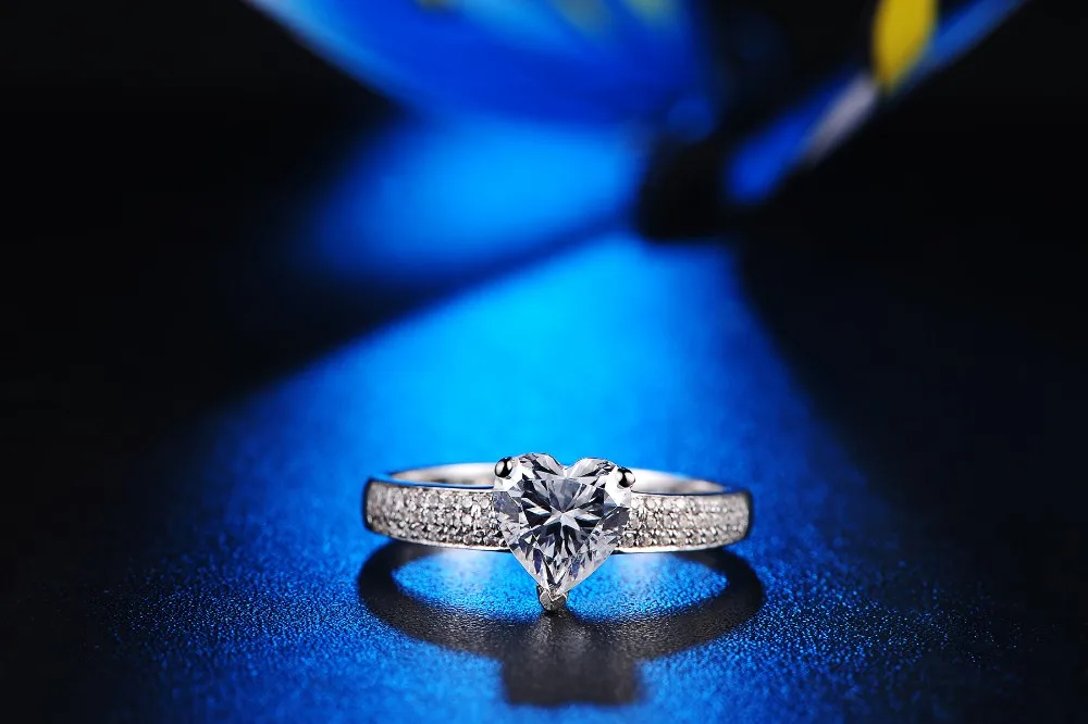 Ювелирные изделия в форме сердца 2 карата проложенное синтетическое кольцо с