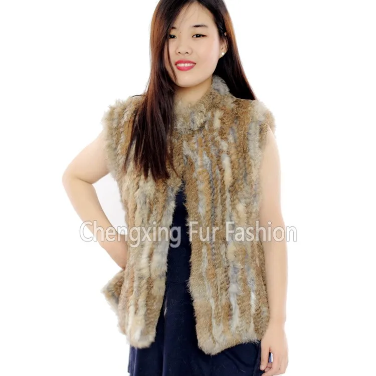 Женская зимняя вязаная жилетка из натурального кроличьего меха|vest waistcoat|fur