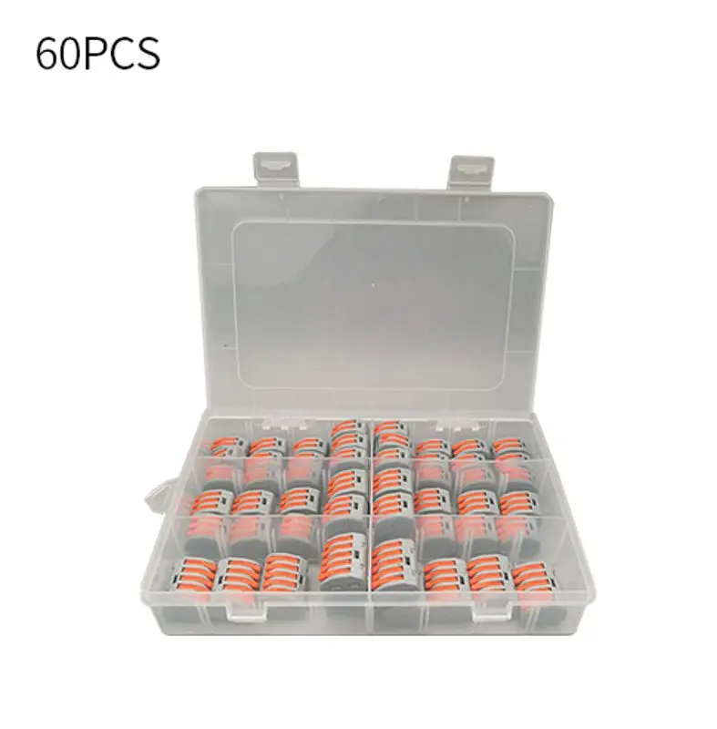 60pcs Reusable Electrical Wire Connectors Kit Spring Lever Nut Terminal Blocks Conductor | Обустройство дома