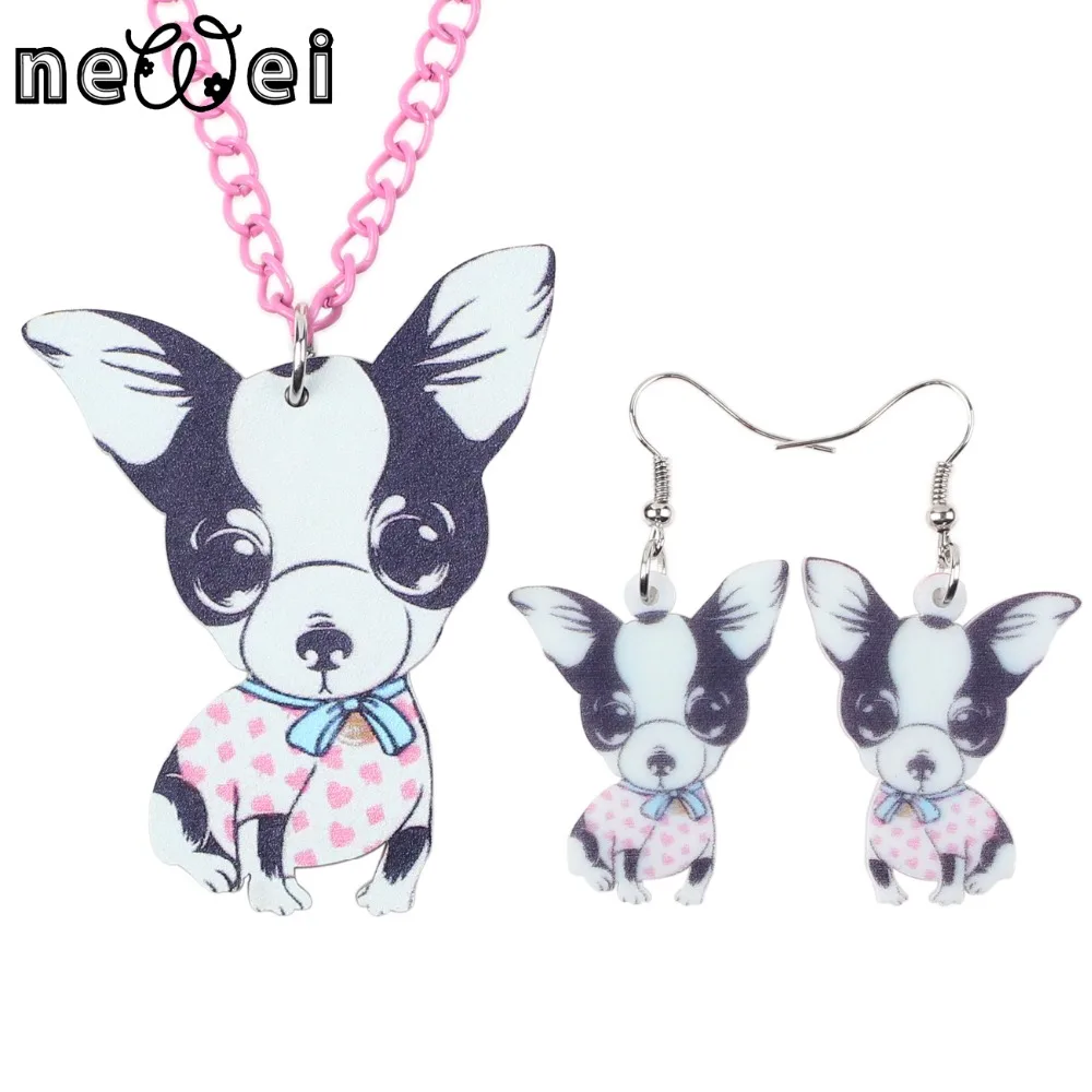 Бренд Newei акриловые чихуахуа ожерелье серьги ювелирные наборы чокер воротник
