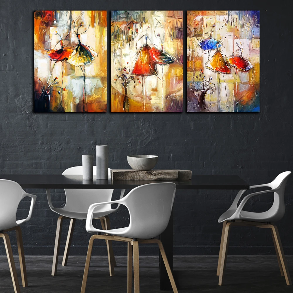 

Wall Decor 3 Panel Painting Ballet Dancer Abstract Modern Wall Art Picture Home Decor Print Oil Painting On Canvas For Bedroom