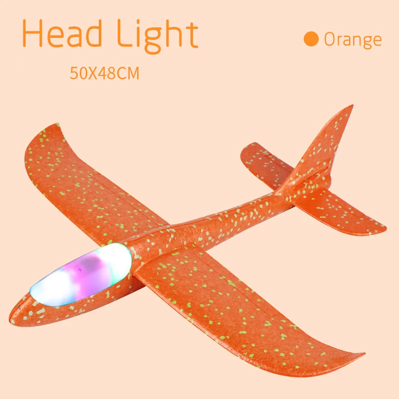 Head Light-Orange EPP пенный самолет ручной бросок самолет Запуск планер самолет 48 см модель самолета наружные игрушки для детей - Цвет: Head Light-Orange