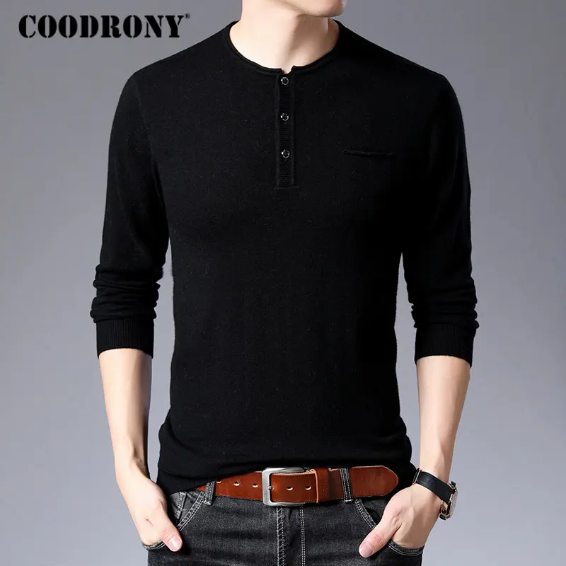 COODRONY свитер для мужчин Уличная мода Pull Homme осень зима чистая Мериносовая Шерсть свитера мягкий теплый кашемировый пуловер для мужчин 93008