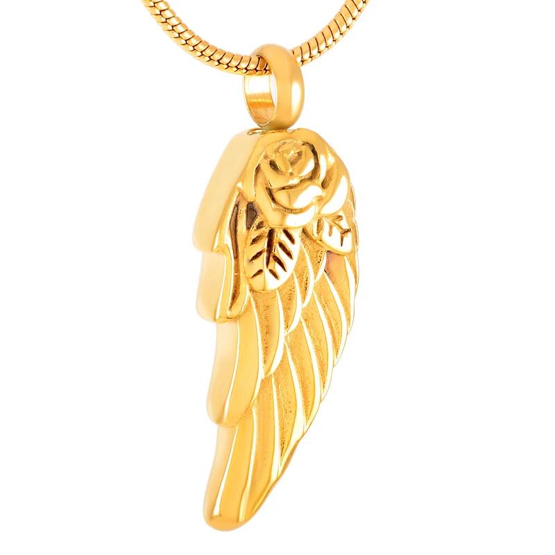 

IJD8371Cremation Park Angel Wing Shallow Stainless Steel Pendant Jewelry Urn Necklace Souvenir