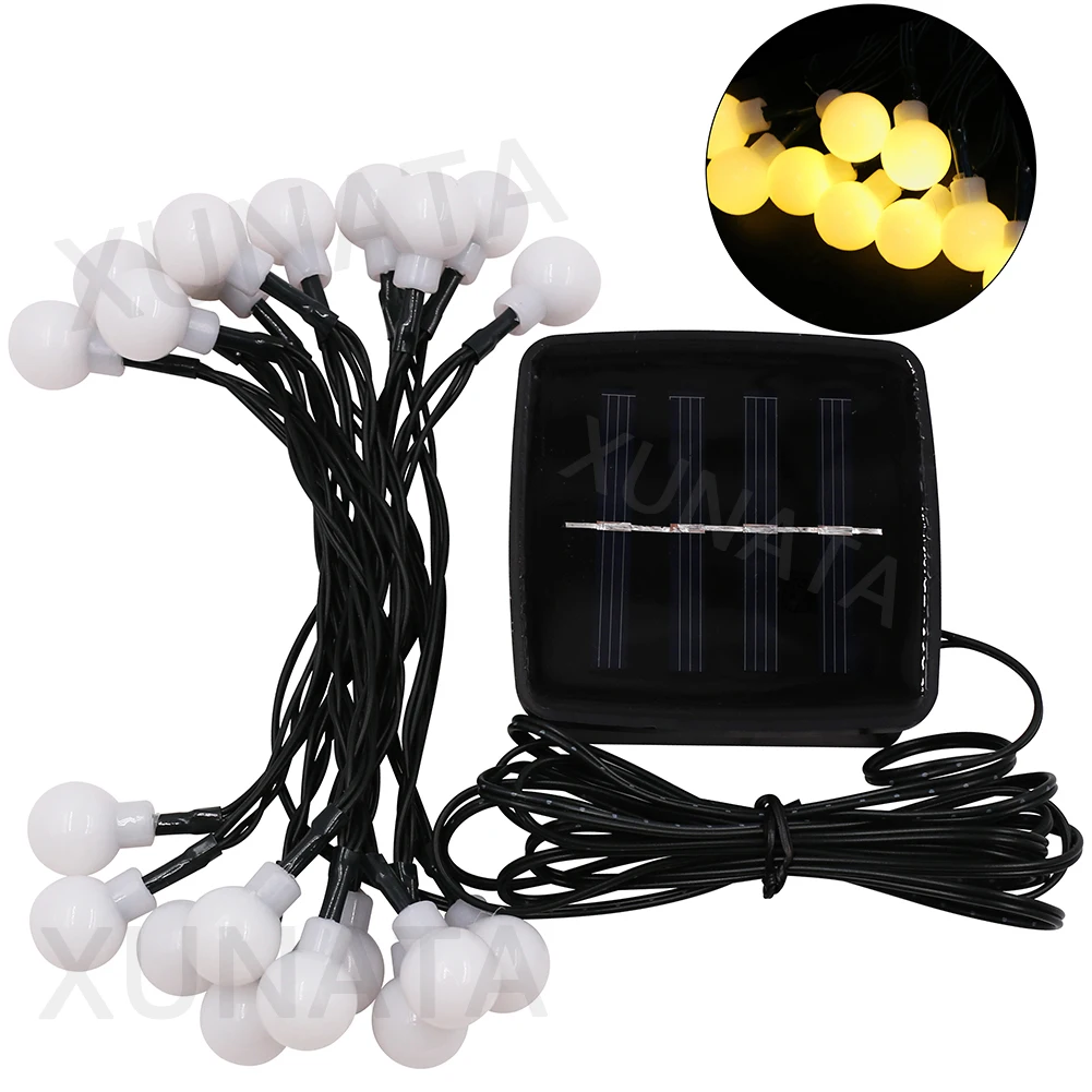 Waterproof LED Solar String Lights 20/50/100 Bulbs Indoor Outdoor Warm White Blue RGB Party Holiday Christmas Garden Decorations | Лампы и