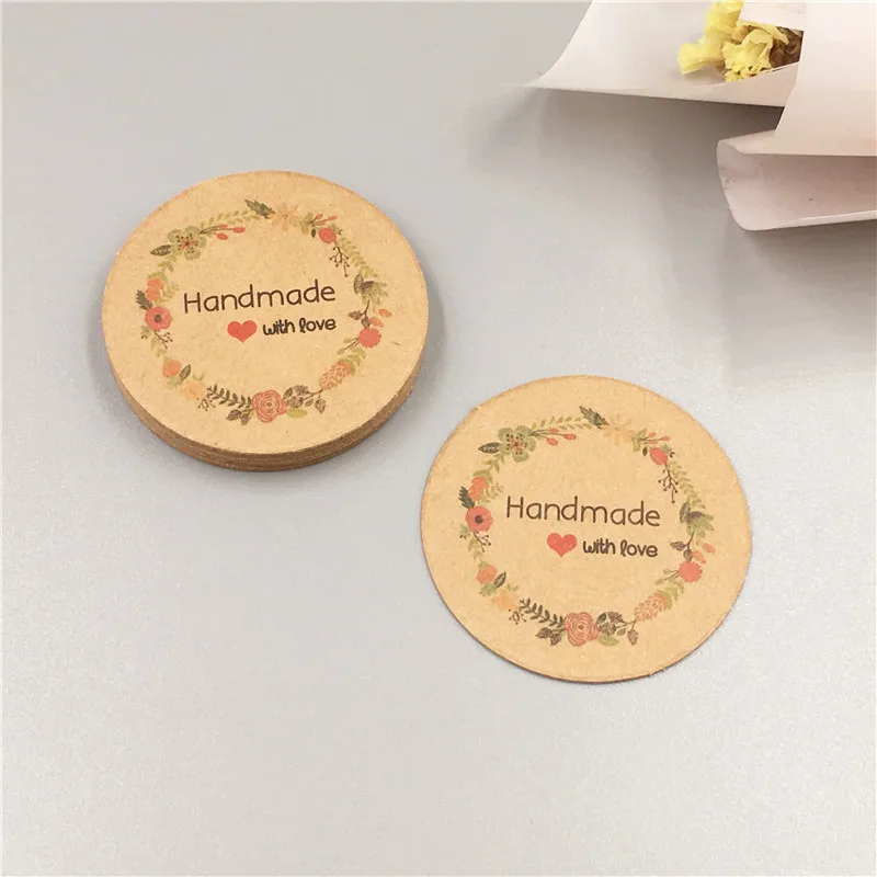 200Pcs/Lot Handcraft Colorful Round Shaped Hanging Kraft Paper Tags For Dress Costume Garment Recyclable Price Label Note | Дом и сад