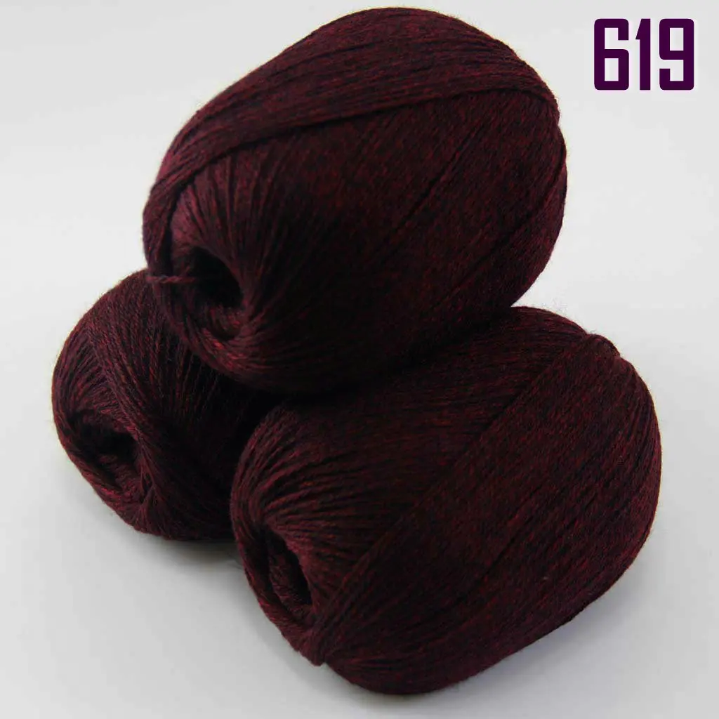619 Wine Black Распродажа новые мягкие 3X50 г чистый кашемир обертывание шали ручной вязки шерсть пряжа Кашемир шали и обертывание s 233 - Цвет: 619 Wine Black