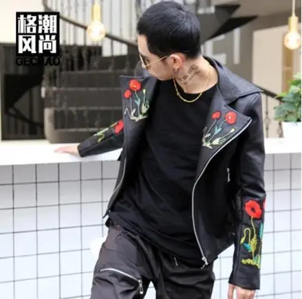 S 5XL новинка 2019 Мужская одежда модная певица DS DJ цветы коллаж тонкая куртка из