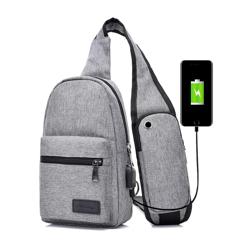 

Chest Bag For Men Summer High Capacity &Female Canvas USB Casual Sling Bag