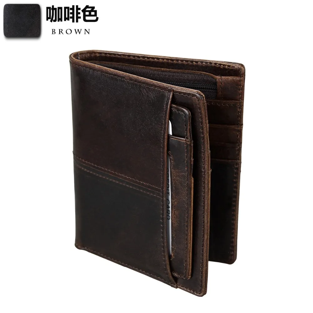 Men's leather wallet RFID anti-theft brush Retro short European style oil wax unisex purse couple | Багаж и сумки