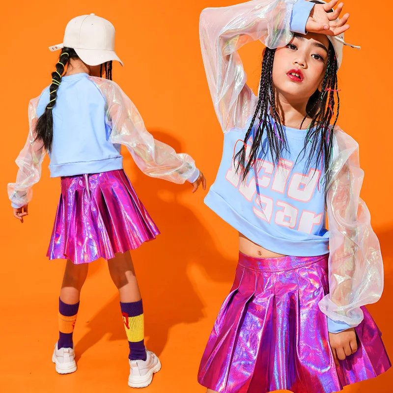

Kid Hip Hop Clothing Casual Tops Sequined Skirt for Girls Children Jazz Dance Costume Ballroom Dancing Clothes Streetwear