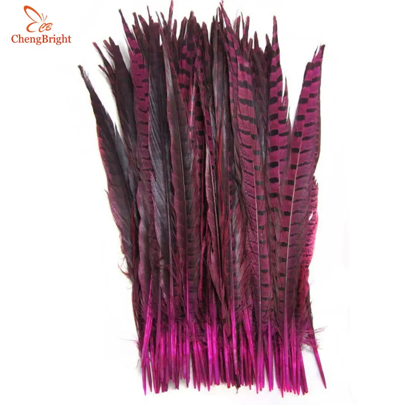 rose Red CHENGBRIGHT 50 шт. 45-50 см натуральные перья из хвоста фазана высокого качества DIY Ювелирные изделия Свадебные украшения перья фазана шлейф - Цвет: rose Red