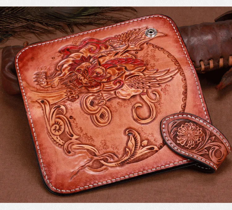 Оригинальные мужские бумажники из натуральной кожи резной Единорог богатая