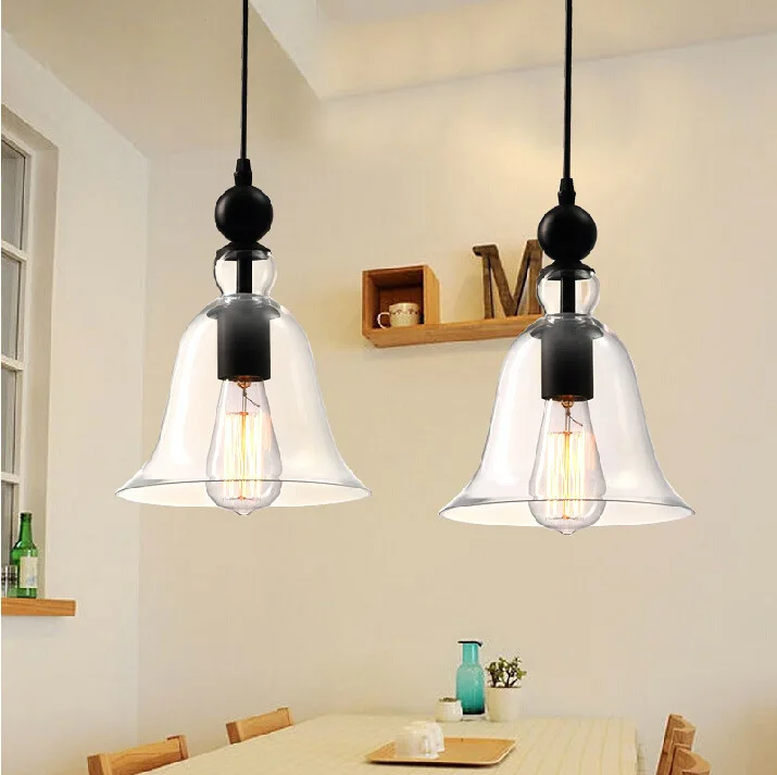 IKEA Scandinavian minimalist chandelier chandeliers wholesale American retro bell glass pendant shelfnew model led light|led electronic message