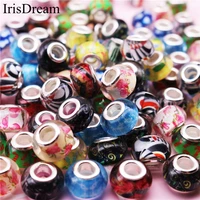 50pcs lot assorted color big hole 14mm crystal murano glass beads charm for jewelry making fit european pandora bracelet bangle