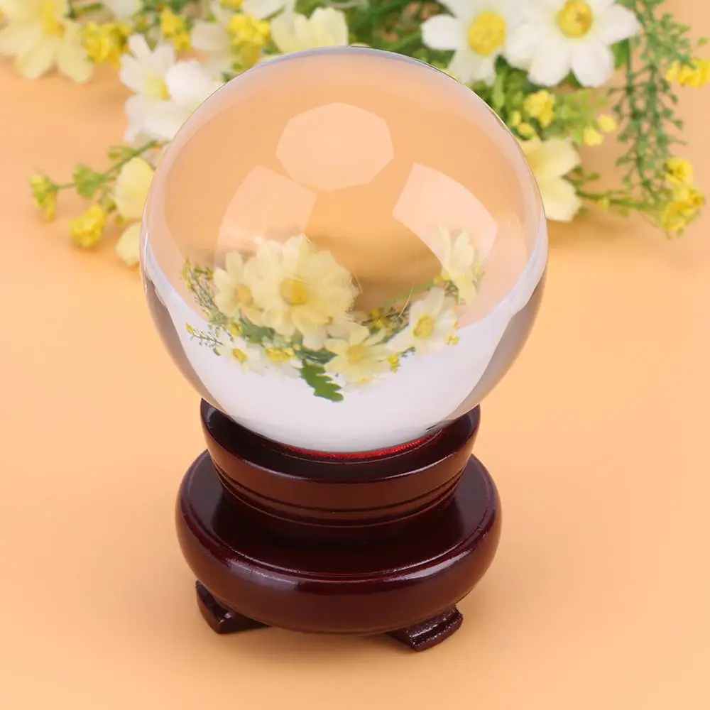 Clear 80mm Китайский стиль фэн шуй хрустальный шар искусственный кварц прозрачная сфера для подарков украшение дома стенд 70 мм 80 мм 100 мм - Цвет: Clear 80mm