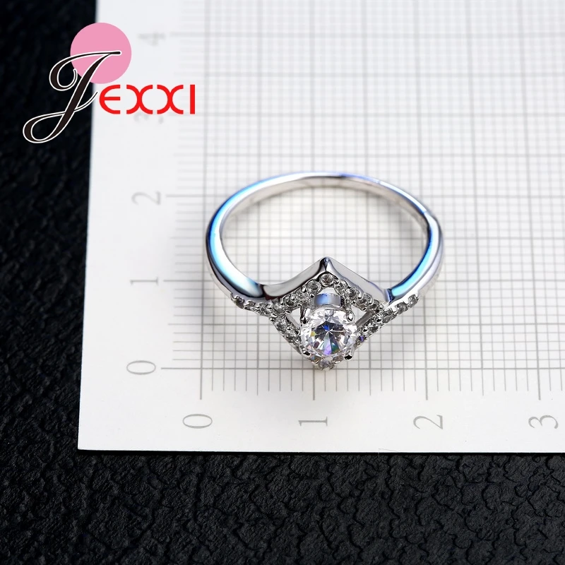 High Quality Special Rhombus 925 Sterling Silver Women Engagement Rings With Full AAA+ Austrian Rhinestone Fashion Jewelry | Украшения и