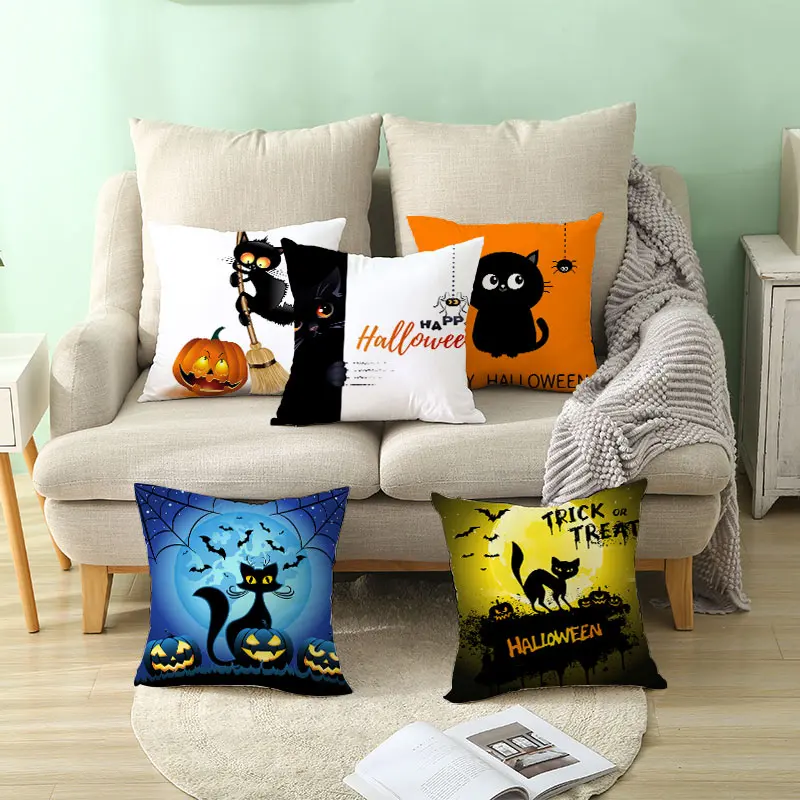 YWZN Halloween Printing Cushion Cover Pumpkin Cat Throw Pillow Case Decorative Pillowcase | Дом и сад