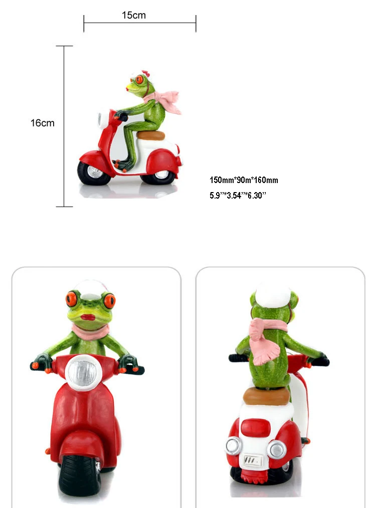 Смола креативный 3D езда на мотоцикле лягушка фигурка модель спальня гостиная