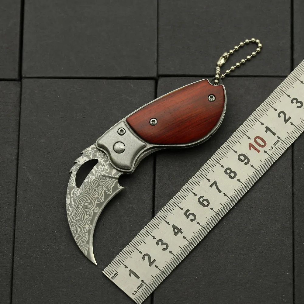 Parrot Folding Knife Damascus Blade Wood Handle Outdoor Survival Hunting Camping Fishing Portable Pocket Gift Knives EDC Tools |