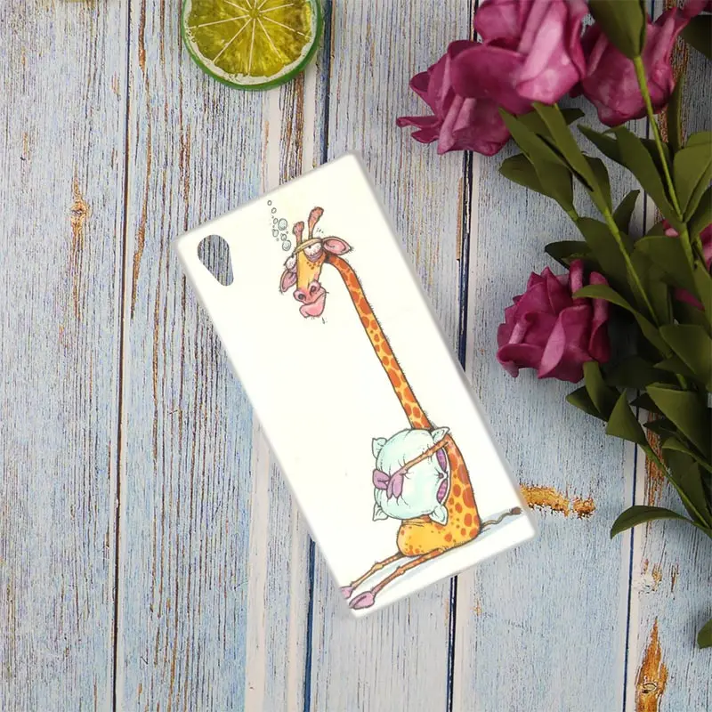 Прозрачный чехол с акварельным рисунком жирафа для Sony Xperia Z3 Z5 Premium M4 Aqua M5 X XA XA1 C4 C5 E4
