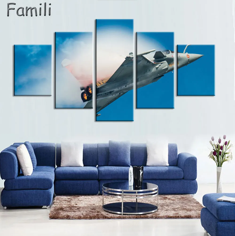 5 картин современный Печатный самолет истребитель Картина на холсте Боевая