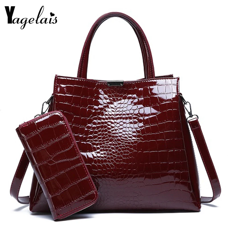 

Women Crocodile Pattern Handbag Good Quality Leather Large Shoulder Bag Black Female Hobos Bag Alligator Handbag Messenger Bags