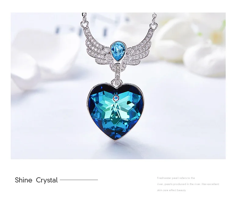 CDE роскошные украшения с кристаллами Swarovski ожерелья ювелирные изделия для женщин голубое сердце кулон крылья ювелирные изделия Изысканные Подарки