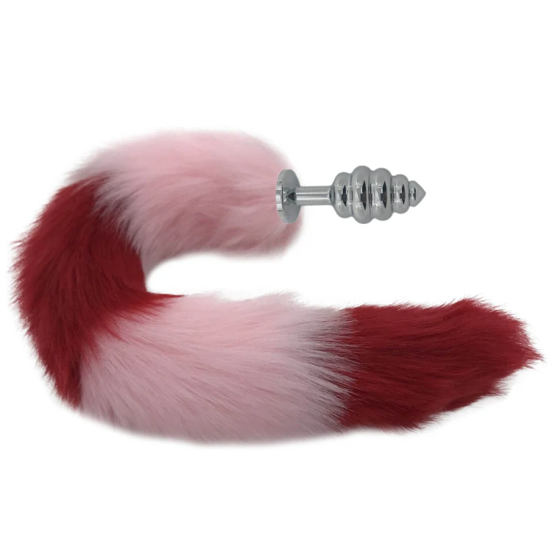 3 Size Thread Anal Plug Pink and Red Plush Fox Tail Butt Anus Dilator Stopper Massager Toy for Women H8-172C | Красота и здоровье