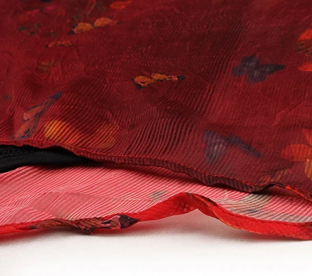 

Summer Fashion Butterfly Print Chiffon Dresses for Women Long Sleeve Loose A-line Dress XL XXL 3XL 4XL Plus Size Women Dress Red