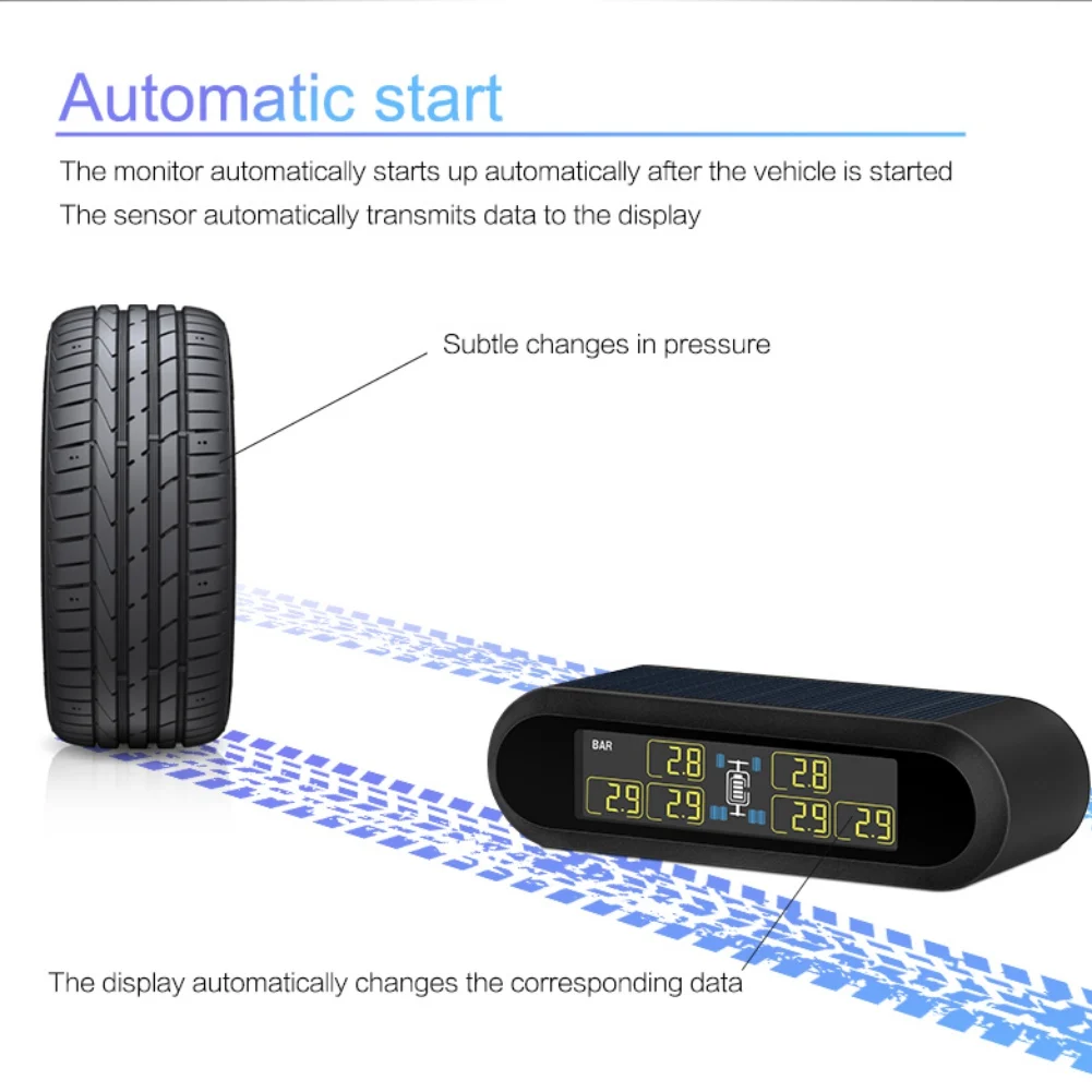 Умный автомобиль TPMS система контроля давления в шинах Солнечная энергия цифровой ЖК-дисплей автоматическая система охранной сигнализации s давление в шинах