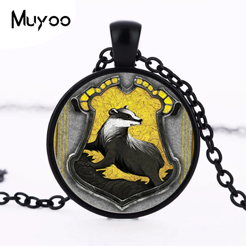 Модный Хогвартс Hufflepuff дом гребень ожерелье Ровена Ravenclaw подвеска украшения подарки стекло кабошон ожерелье s HZ1