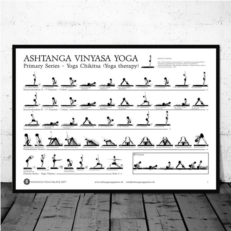 Йога Ashtanga основная диаграмма поза начинающая женщина мужчина тренажерный зал плакат стены искусства холст картина настенные картины для гостиной домашний декор - Цвет: Светло-серый