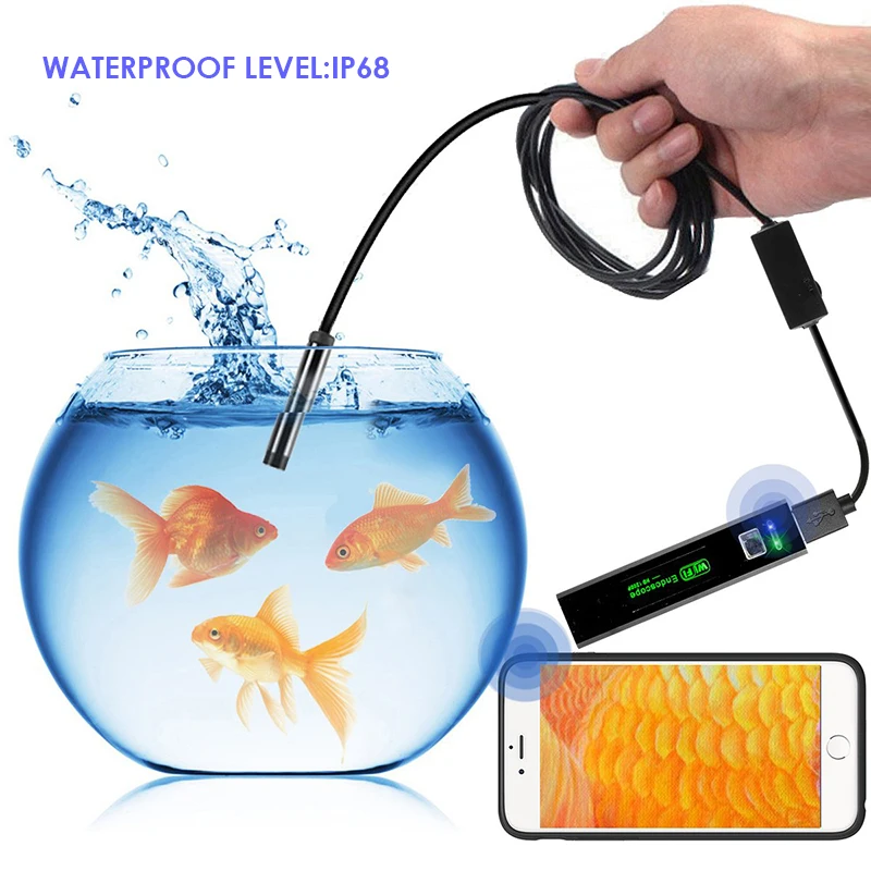 1200P HD WiFi эндоскопа камера Водонепроницаемый Android USB софтпровод жесткий Hardwire