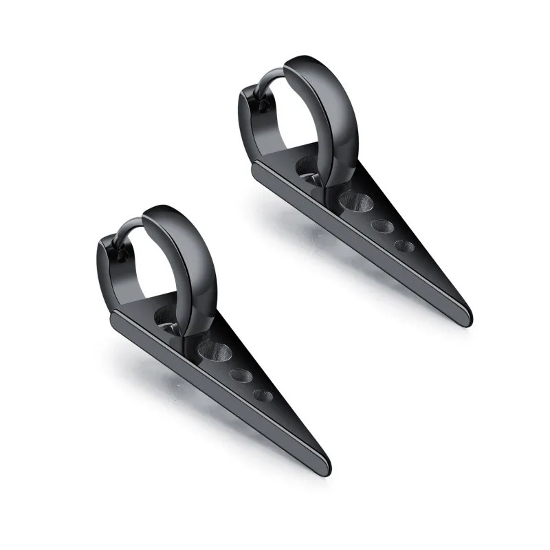 1Pair Fashion Personality Triangle Titanium Steel Earrings Men Boys Black Punk Rock Ear Studs V | Украшения и аксессуары