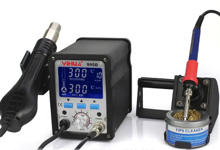 YIHUA 995D+ паяльная станция с подключаемым горячим воздушным пистолетом паяльная станция для распайки горячего воздуха сушилка паяльная станция