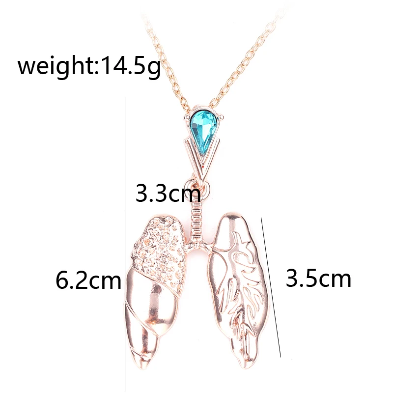 Оптовая продажа 20 шт розовое золото цвет органа форма легкого ожерелье с синим