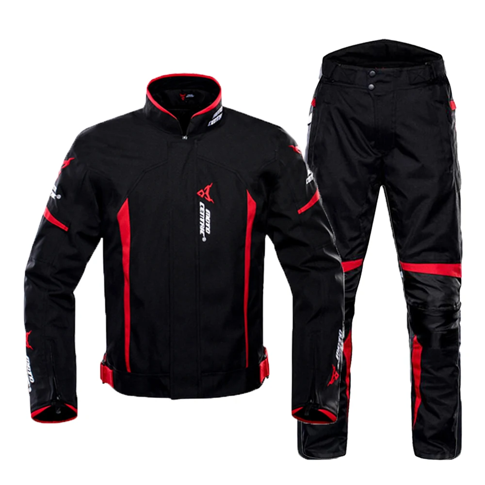 1702-Red Suit MOTOCENTRIC мотоциклетная куртка, водонепроницаемая мотоциклетная куртка+ штаны для езды на мотоцикле, гоночная мотоциклетная одежда, мотоброня - Цвет: 1702-Red Suit