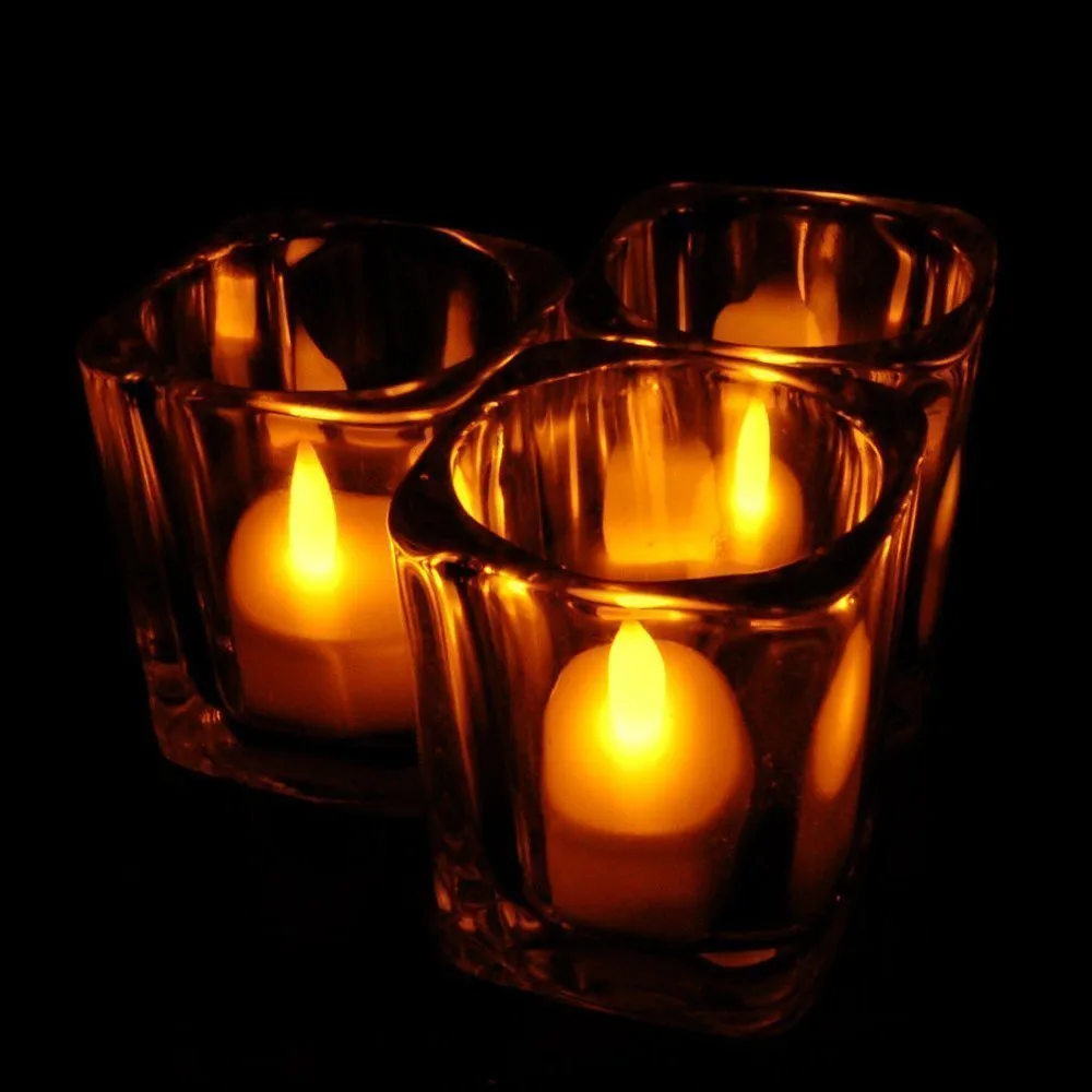Светодиодные беспламенные Votive 24 шт./компл. чайные лампы свечи на батарейках