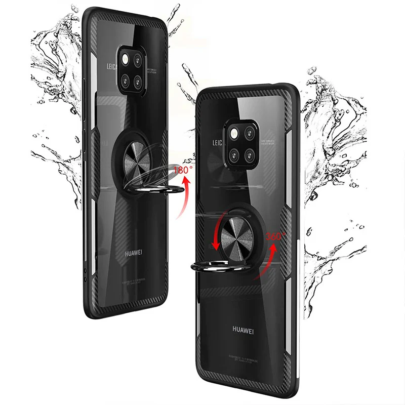 Hybrid Case For Huawei Mate 9 10 Pro 10Pro 360 Metal Magnetic Finger Ring Holder Stand Soft TPU Bumper Clear Hard PC Back Cover |
