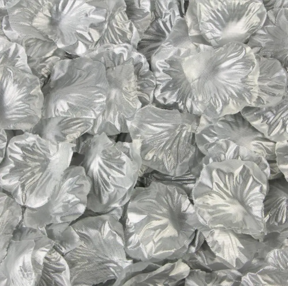 Silver 1000 шт Искусственные лепестки роз для девочек в цветочек, Шелковый лепесток искусственные лепестки для свадебные конфетти вечерние украшения событие H1 - Цвет: Silver