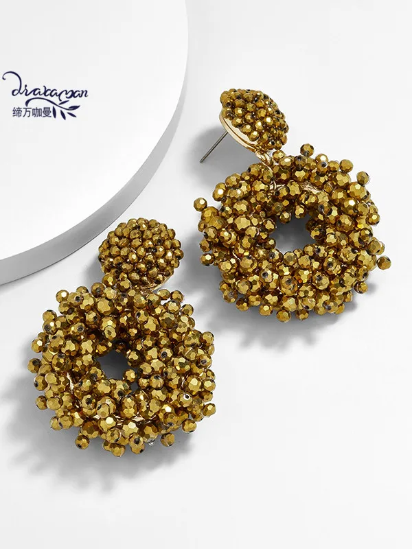 gold 4 Dvacaman Eve, серьги-кольца для женщин, богемные Этнические бусы ручной работы, большие массивные серьги, свадебные украшения,, вечерние, подарки - Окраска металла: gold 4