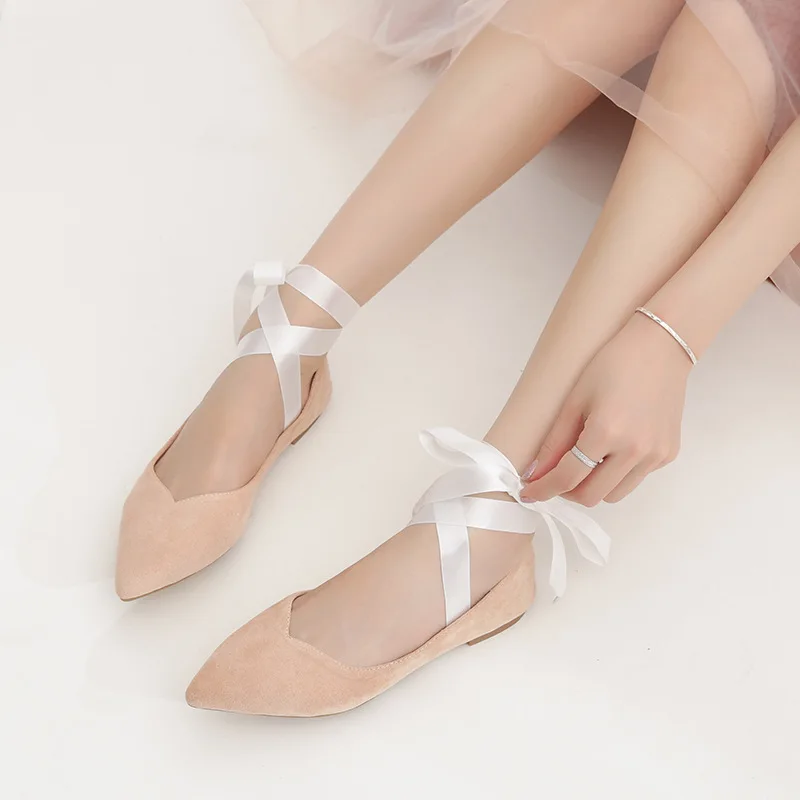 Riband/женские балетки на плоской подошве с перекрестной шнуровкой замшевые туфли