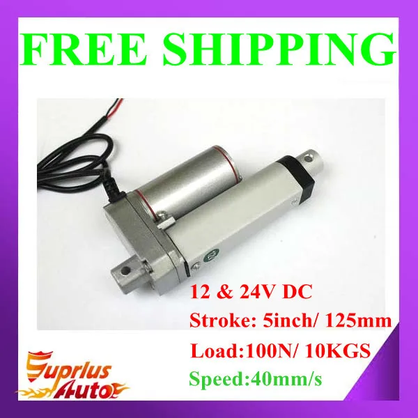 

High Speed 40mm/s 5inch/ 125mm Stroke, 12/ 24V DC 100N/10KGS Force Mini Linear Actuator- FREE SHIPPING