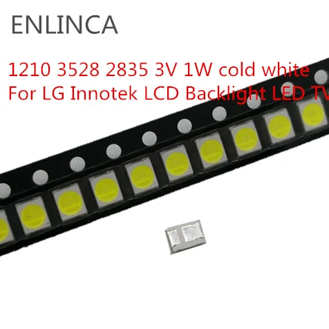 100pcs LED Backlight 1210 3528 2835 3V 1W 100l LM cold Cool white For LG Innotek LCD Backlight LED TV Application