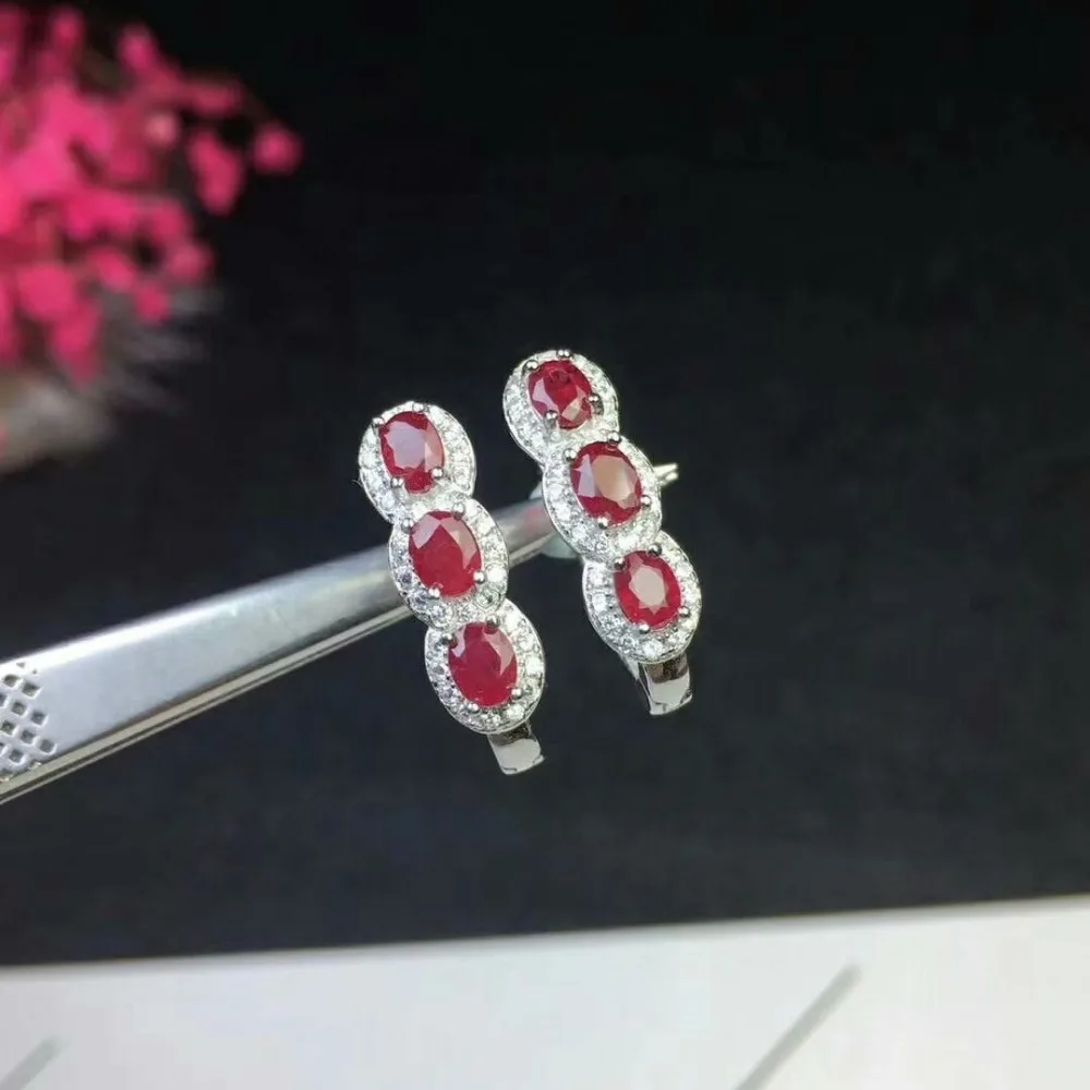 Серьги пусеты shilovem из серебра 925 пробы с натуральным Рубином модные украшения для