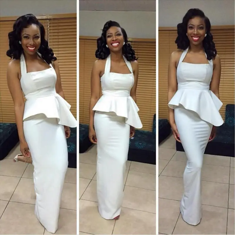 2017 Южная Африка Белый Русалка Пром Платья Арабский Формальные Партии платье