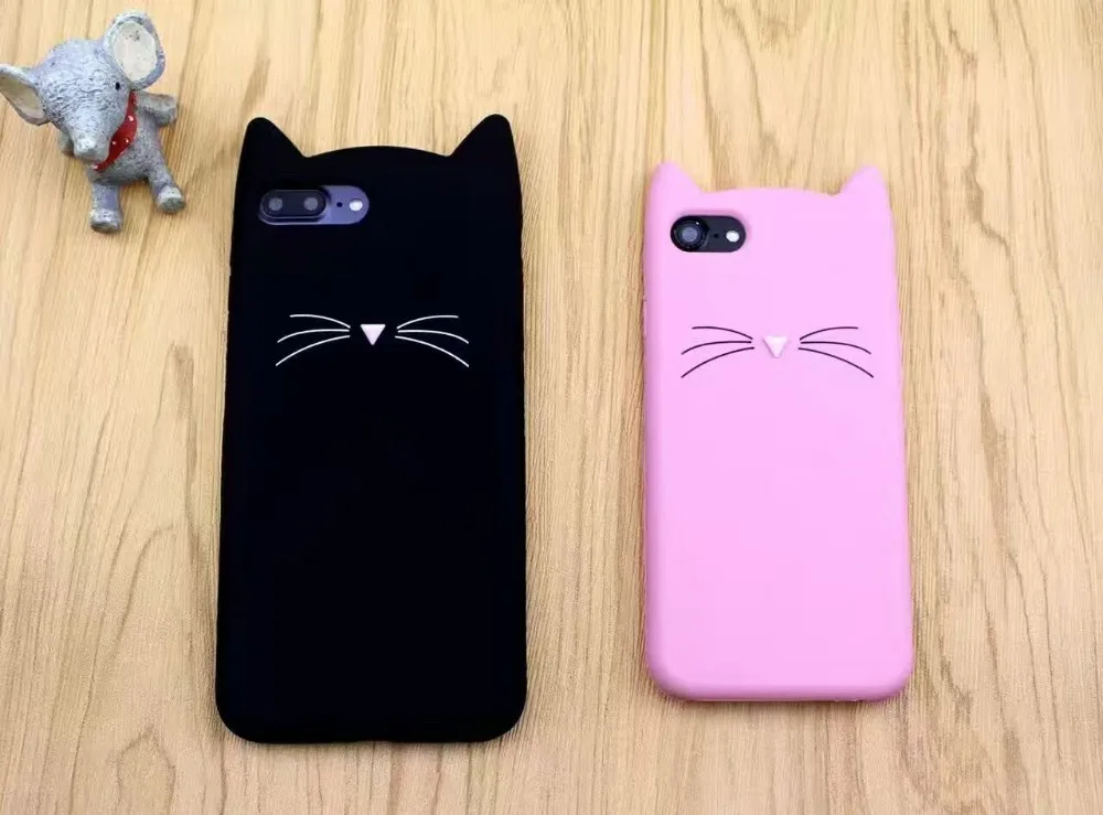 Горячие Моды 3D Мультфильм Животных Кошка Уголок Силиконовые Телефон Дела Для iPhone